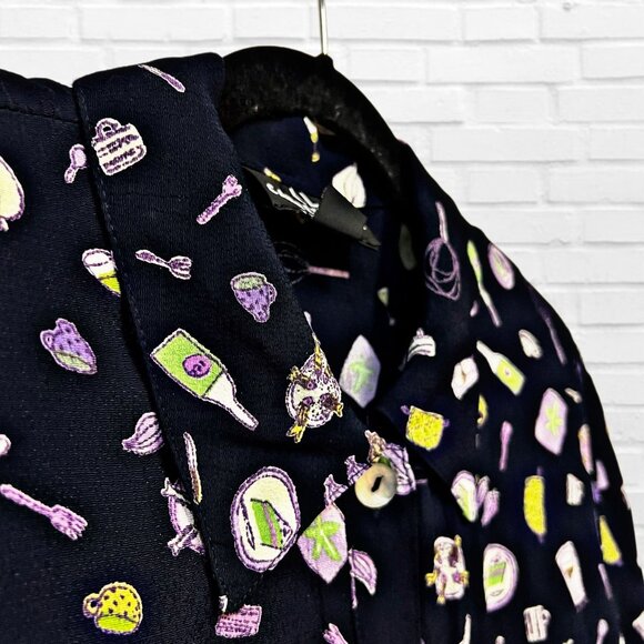 Carole Little Dresses Vintage Button Down Blouse Kitchen Printed Adjustable RARE - Picture 8 of 13